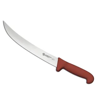 【SANELLI 山里尼】BBQ 彎切肉刀 窄版 26cm 瑪瑙紅色(158年歷史、義大利工藝美學文化必備)
