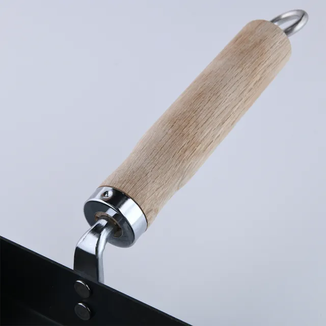 【京都活具】木柄玉子燒鐵鍋 18cm 日本製 平底鍋 煎鍋 {電磁爐 IH爐可用}(平輸品)