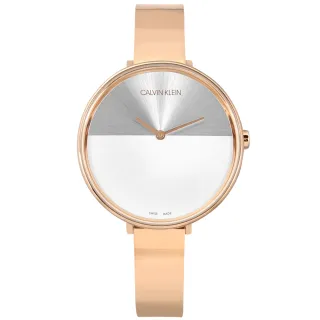【Calvin Klein 凱文克萊】晨曦系列 優雅迷人 超薄 手環式 不鏽鋼手錶 銀白x鍍玫瑰金 38mm(K7A23646)