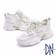 【DN】老爹鞋_真皮拼接網布雙色鞋帶造型厚底休閒鞋(白綠)