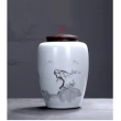 【古緣居】悠然山水陶瓷木蓋密封茶葉罐儲物罐套組(高罐+矮罐)