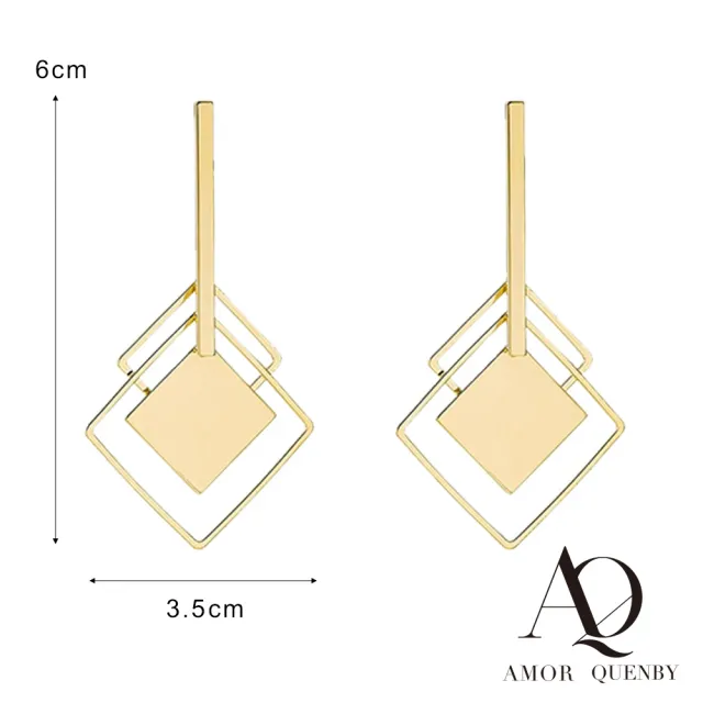 【AQ】925純銀 幾何菱形設計感耳環/耳針(飾品/配件/