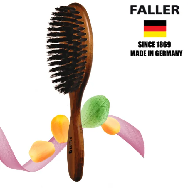 【FALLER 芙樂】德國製原木黑豚鬃美髮梳防靜電柔順直髮(豬鬃梳/梳頭按摩美容/雙11)