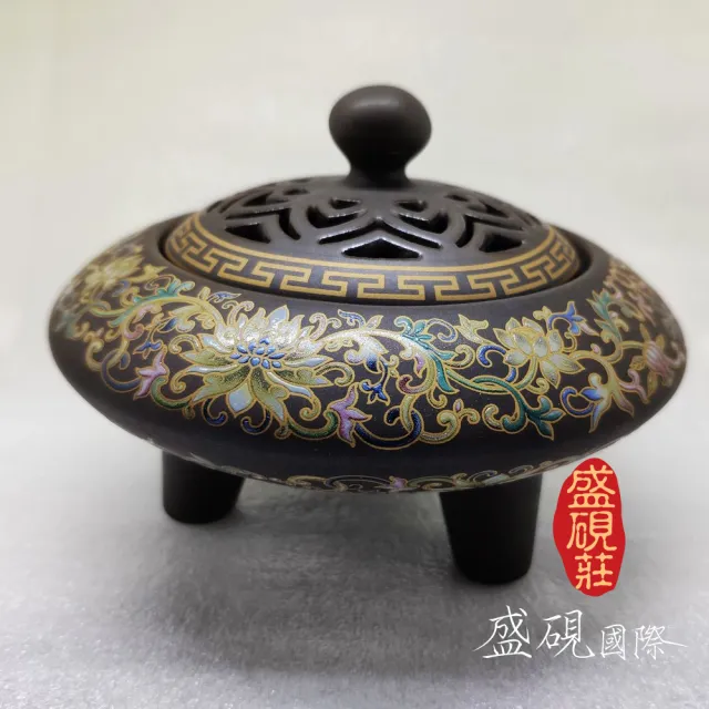 【盛硯莊佛教文物】彩繪三彩鼎瓷爐(1111 大特价)