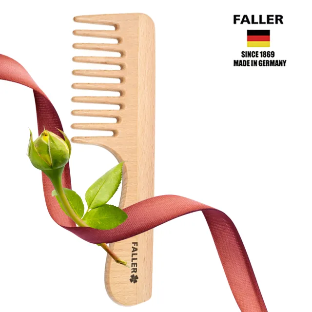 【FALLER 芙樂】德國製寬木齒梳 防靜電柔順直髮 FSC優質木材(扁梳/梳頭造型美容/520愛你)