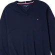 【Tommy Hilfiger】TOMMY 經典V領Logo毛衣 上衣-深藍色(平輸品)