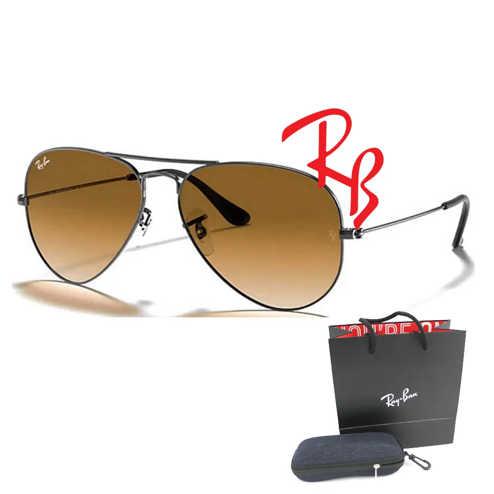 【RayBan 雷朋】經典飛官款太陽眼鏡 RB3025 004/51 62mm大版 鐵灰框漸層茶鏡片 公司貨