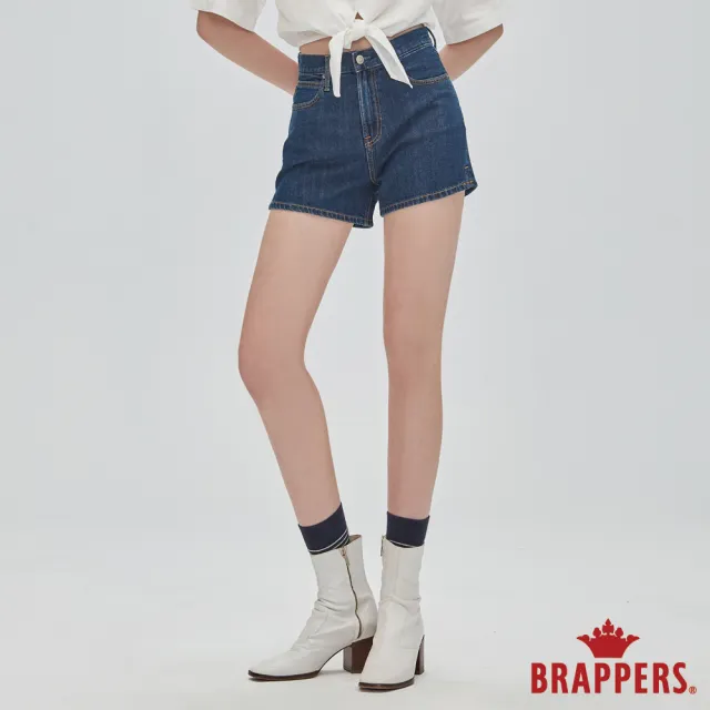 【BRAPPERS】女款 Boy friend系列-高腰小開衩全棉短褲(深藍)