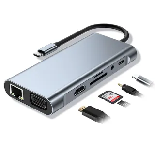 【ANTIAN】11合1 Type-C 多功能HUB轉接器 筆電轉接頭 傳輸擴充集線器(4K HDMI/USB3.0擴展塢/mac轉接頭)