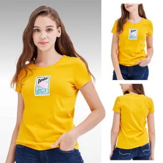 【Lee 官方旗艦】女裝 短袖T恤 / 方框文字標語 土星黃 標準版型(LL21016568U)