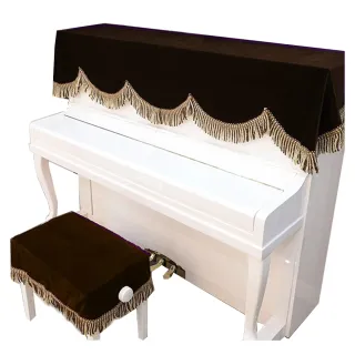 【美佳音樂】鋼琴罩/鋼琴蓋布 高級加厚金絲絨系列+雙人椅罩-咖啡色(鋼琴罩/防塵罩)