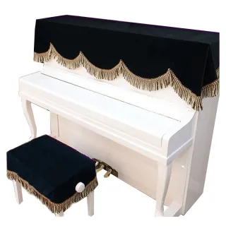 【美佳音樂】鋼琴罩/鋼琴蓋布 高級加厚金絲絨系列+雙人椅罩-黑色(鋼琴罩/防塵罩)