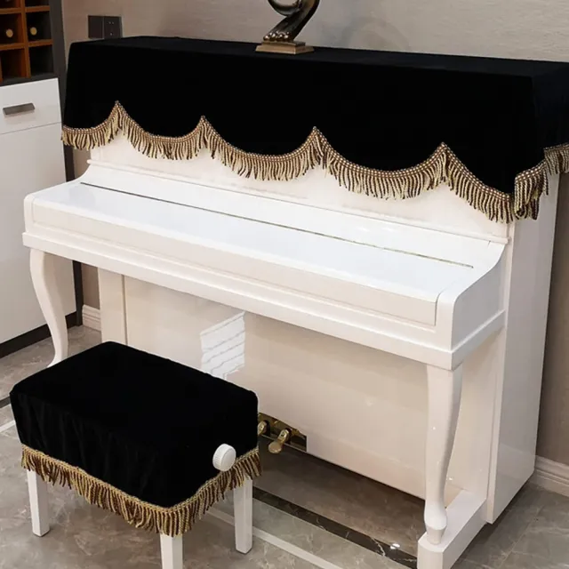 【美佳音樂】鋼琴罩/鋼琴蓋布 高級加厚金絲絨系列+雙人椅罩-黑色(鋼琴罩/防塵罩)