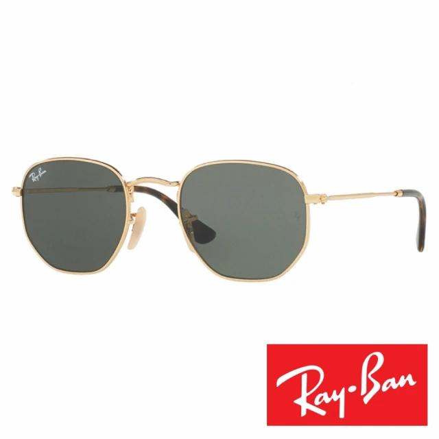 RayBan 雷朋 復古多邊型太陽眼鏡(墨綠金#3548-001/54)