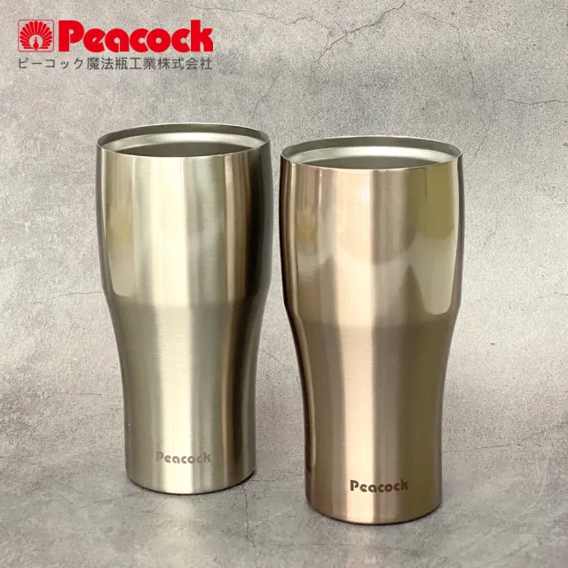 【Peacock 日本孔雀】真空斷熱不鏽鋼杯 啤酒杯 冰沙杯 冰壩杯 保冷保溫杯 440ML-原鋼色(保溫瓶)