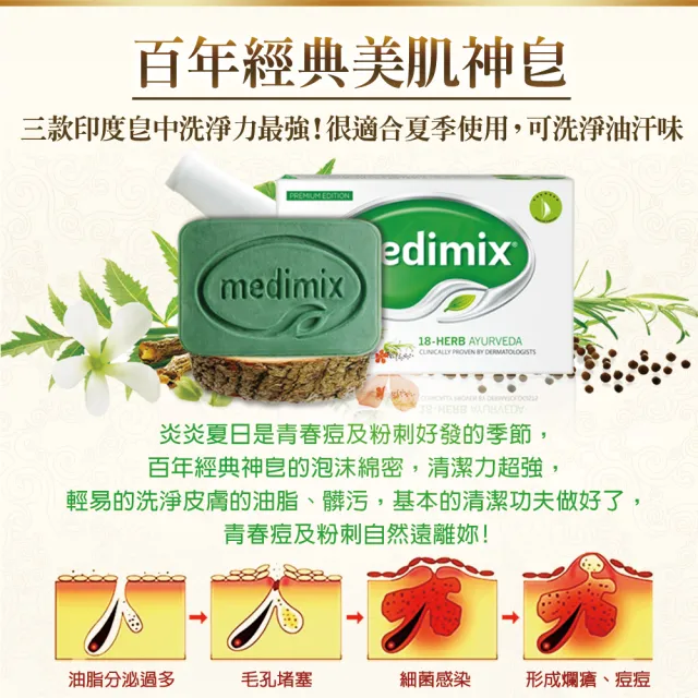 【Medimix原廠正貨】一試愛上組-印度高滲透精粹草本精油美肌皂125gx3入(3款任選-全肌膚適用)