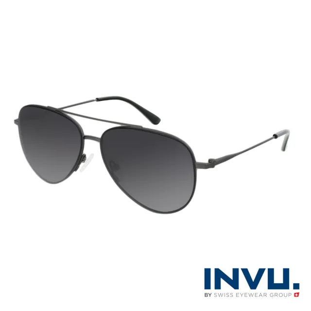 【INVU】瑞士極細水滴型飛行員偏光太陽眼鏡(槍色 P1104C)