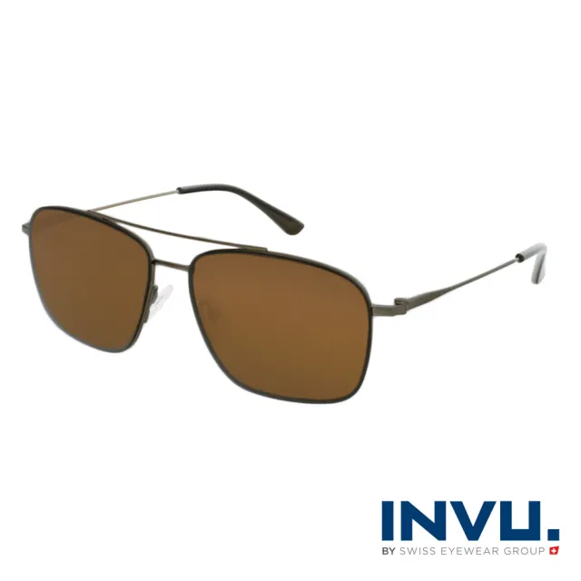 【INVU】瑞士極細簡約飛行員偏光太陽眼鏡(鐵灰 P1103B)