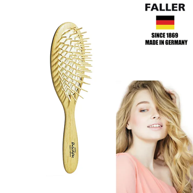 【FALLER 芙樂】德國製FSC橢圓櫸木氣墊好按摩木齒梳(氣墊好按摩梳/梳頭按摩美容/10週年慶)