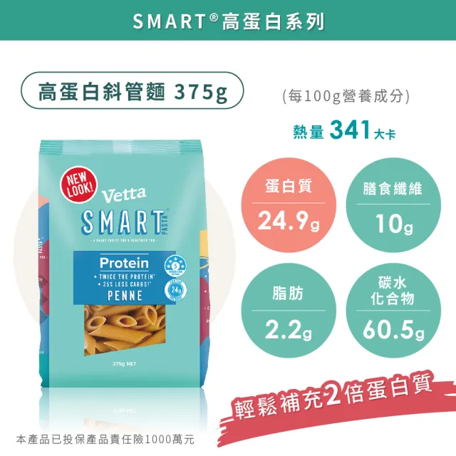 【澳洲VETTA】高蛋白低脂斜管麵(低GI 高纖 減醣 義大利麵)