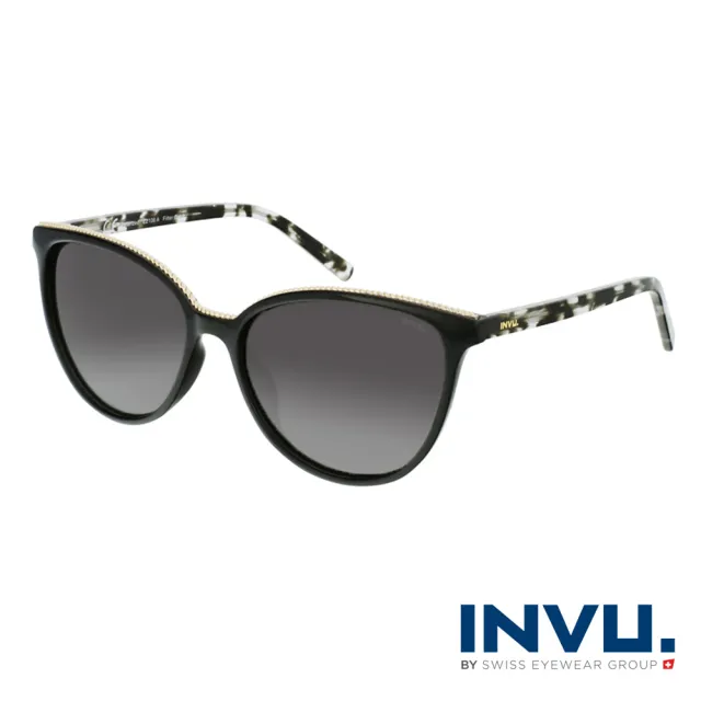 【INVU】來自瑞士金飾貓眼偏光太陽眼鏡(黑琥珀 Z2106A)