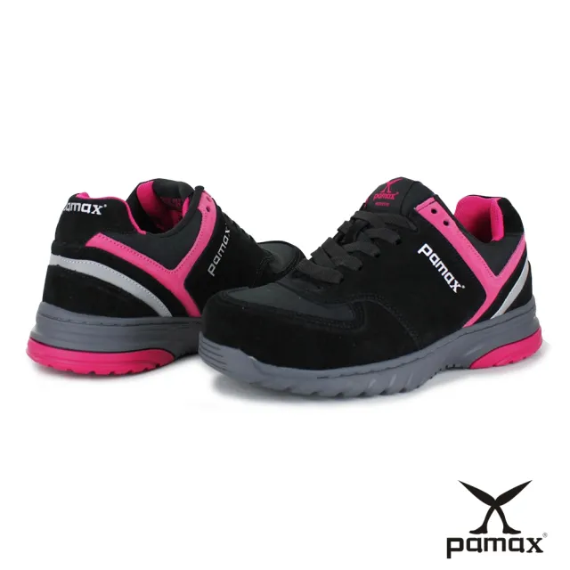 【PAMAX 帕瑪斯】專為女性設計/透氣型頂級超彈力氣墊防滑安全鞋(PS36933FEH 黑桃紅 / 女生尺寸)
