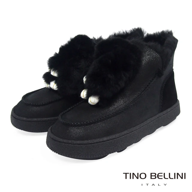 【TINO BELLINI 貝里尼】俏皮毛毛玩偶厚底雪靴VI8574(黑)
