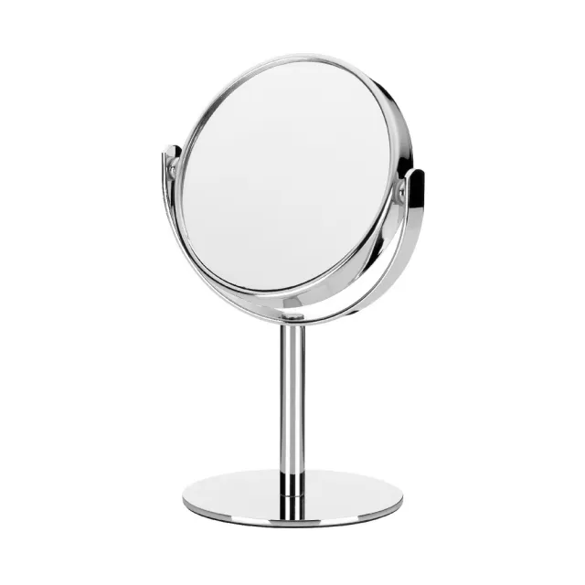 【KELA】雙面高腳放大桌鏡 銀(鏡子 化妝鏡)