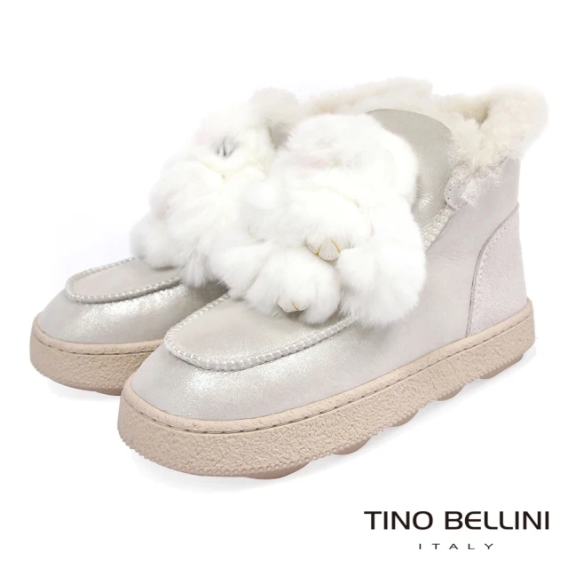 【TINO BELLINI 貝里尼】俏皮毛毛玩偶厚底雪靴VI8574(銀白)