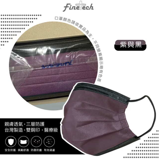【釩泰Finetech】撞色系列醫用口罩2入組(MD雙鋼印 50入/盒)
