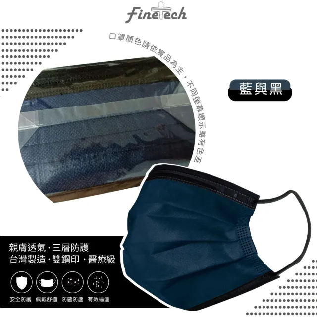 【釩泰Finetech】撞色系列醫用口罩2入組(MD雙鋼印 50入/盒)