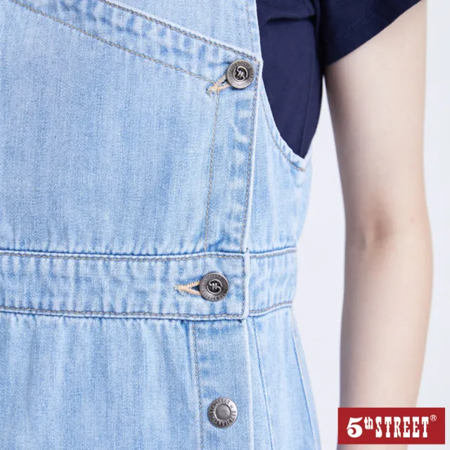 【5th STREET】女可調整測排扣牛仔洋裝-漂淺藍