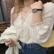 【BBHONEY】法式小眾設計感 v領 蕾絲雪紡衫(網美必備款)