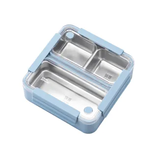 【CookPower 鍋寶】304不鏽鋼三格便當盒(兩色任選)