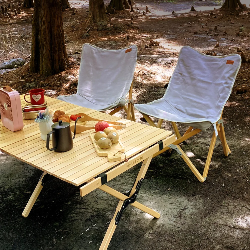 【LIFECODE】檸檬派櫸木蛋捲桌/折疊桌120x60x高43cm