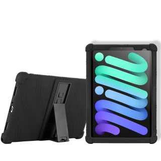 【VXTRA】2021 iPad mini 6 第6代 8.3吋 全包覆矽膠防摔支架保護軟套-黑