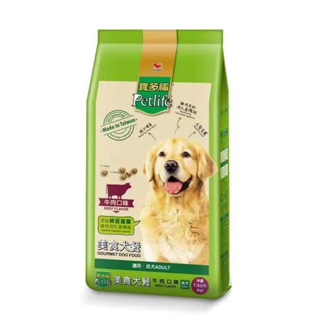 【寶多福Petlife】美食犬餐成犬專用（牛肉/雞肉）2kg*5包組(狗糧、狗飼料、狗乾糧)