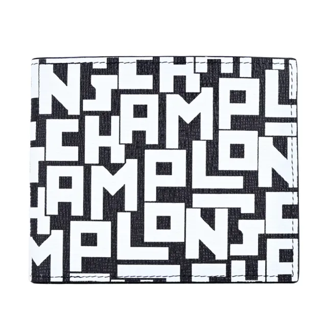 【LONGCHAMP】LE PLIAGE LGP系列滿版字母雙折短夾(黑X白)