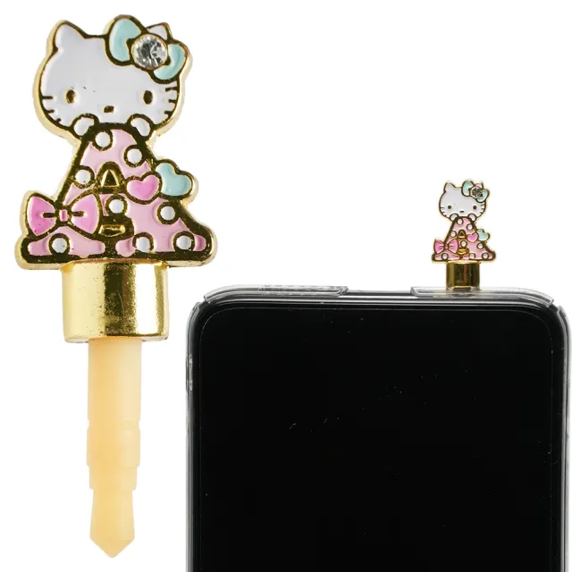 【TDL】HELLO KITTY凱蒂貓英文字鐵片造型手機耳機孔防塵塞 1084158(平輸品)