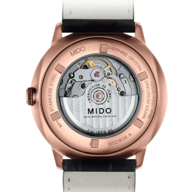 【MIDO 美度】COMMANDER 香榭系列 80小時動力儲存 大日期視窗機械腕錶 送禮推薦 禮物(M0216263605100)