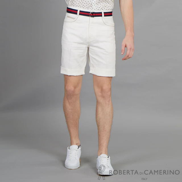 【ROBERTA 諾貝達】都會品味 時尚百搭平面休閒短褲(白色)