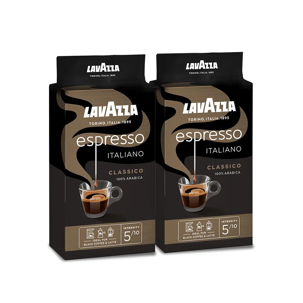 【LAVAZZA】黑牌Espresso咖啡粉 x2包組(250g/包)