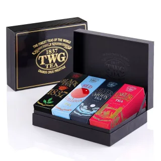 【TWG Tea】時尚茶罐四入禮盒組 1837紅茶100g+銀月綠茶100g+英式早餐茶100g+乘風高翔紅茶100g