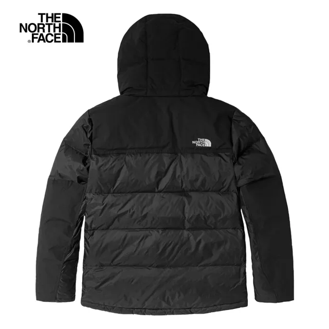 【The North Face 官方旗艦】北面男款黑色DWR防潑水保暖連帽羽絨外套｜4U82JK3(550蓬鬆度)