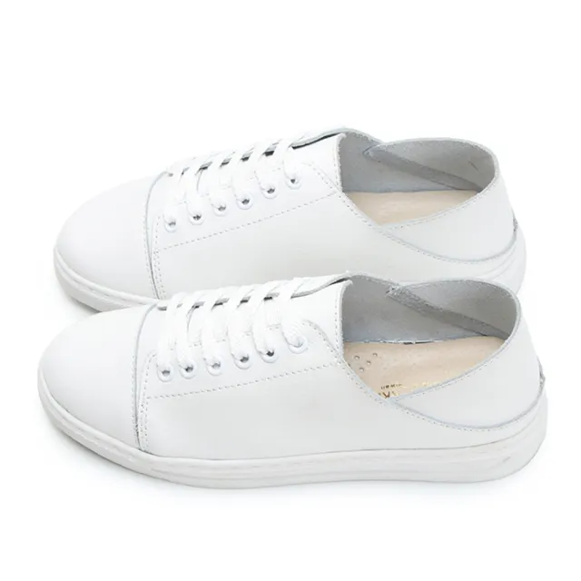【FUFA Shoes 富發牌】MIT真皮日常休閒鞋-真黑/真白 8035L(女鞋/女休閒鞋/小白鞋/真皮鞋)
