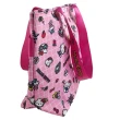 【小禮堂】Hello Kitty 扣式尼龍手提袋 《粉色格線》(平輸品)