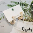 【Quenby】925純銀 韓國簡約幾何設計款帶鑽耳環/耳針(耳環/配件/交換禮物)