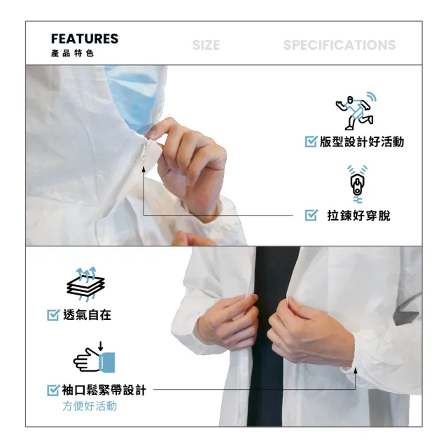 【BioCover保盾】保盾兩件式飛行衣-L號-1套/袋(兩件式 出國搭機 防護必備)