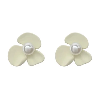 【MISS KOREA】韓國設計925銀針溫柔氣質白色花朵珍珠耳環