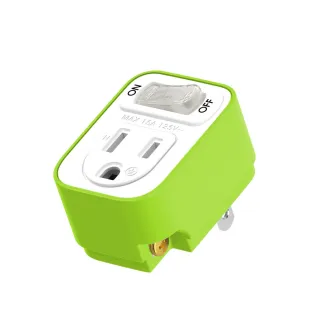 【katai】開關式3孔轉2孔MIT台灣製造電源轉接頭-綠色(轉接器 PAD-311G)